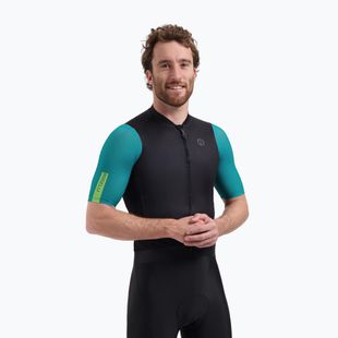 Pánsky cyklistický dres Rogelli Fast black/teal/green