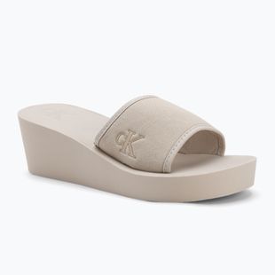 Calvin Klein dámske žabky YW0YW01725 Beach Wedge Slide Canvas eggshell