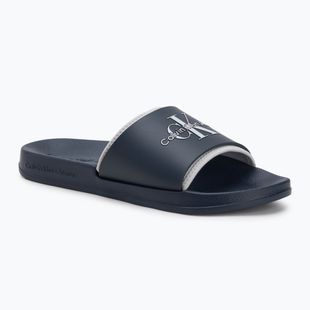 Pánske žabky Calvin Klein YM0YM00361 Slide Rubber Neoprene Monologo navy/oyster mushroom