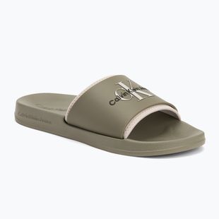 Pánske žabky Calvin Klein YM0YM00361 Slide Rubber Neoprene Monologo mermaid/eggshell