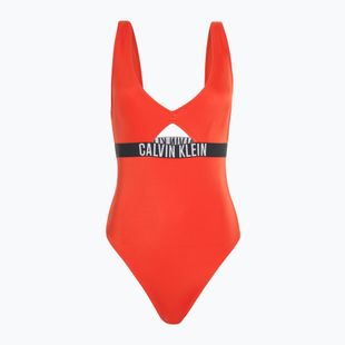Dámske plavky  Calvin Klein KW0KW02746 Intense Power One Piece Fashion Fit flamingo chili
