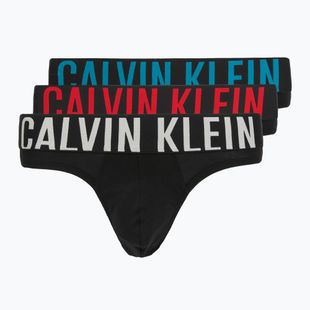 Pánske slipy Calvin Klein 000NB3607A Hip Brief 3 pairs black with oatmeal logo/black with age