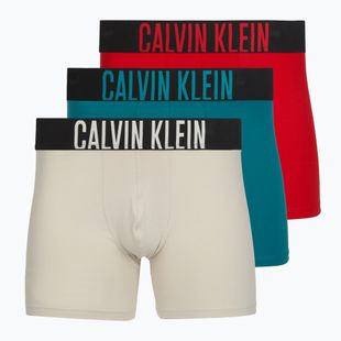 Boxerky Calvin Klein 000NB3609A Boxer Brief 3 pairs oatmeal/aged redwood/bright turquoise