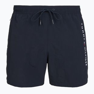 Pánske plavecké šortky Tommy Hilfiger Medium Drawstring Zip Pocket desert sky