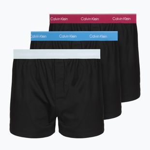 Pánske boxerky Calvin Klein LV00NB4267 Boxer Slim black bodies w/ poseidon blue/plein