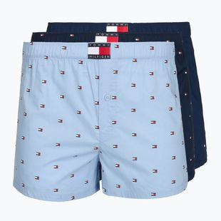 Pánske boxerky Tommy Hilfiger Woven Boxer Print 3 pack chambray flag/carb navy/c navy flag