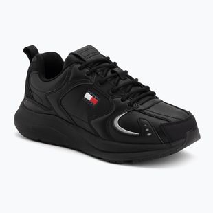 Pánske topánky Tommy Jeans Runn Leather triple black