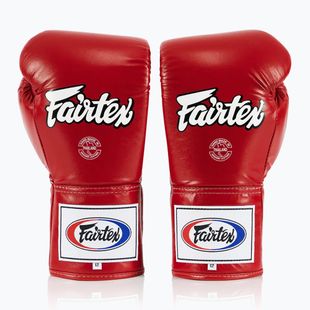 Boxerské rukavice Fairtex Pro Competition Locked Thumb Leather červené