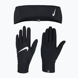 Dámska súprava páska na ruku a rukavice Nike Essential Running black/black/silver