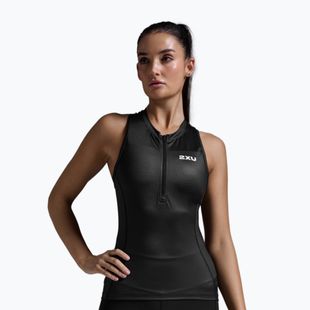 Dámske cyklistické tielko 2XU Core Tri Tank black/white