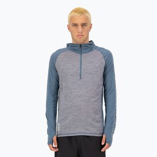 Pánska termo mikina Mons Royale Temple Tech Hood s kapucňou šedá heather/goblin blue