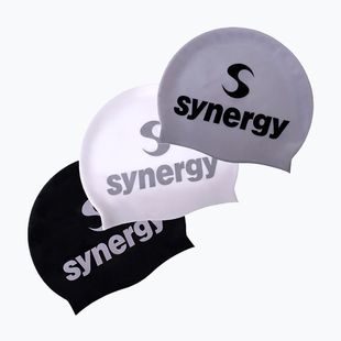 Plavecká čiapka Synergy Silicone Swim Cap 3 pcs. black/silver/white