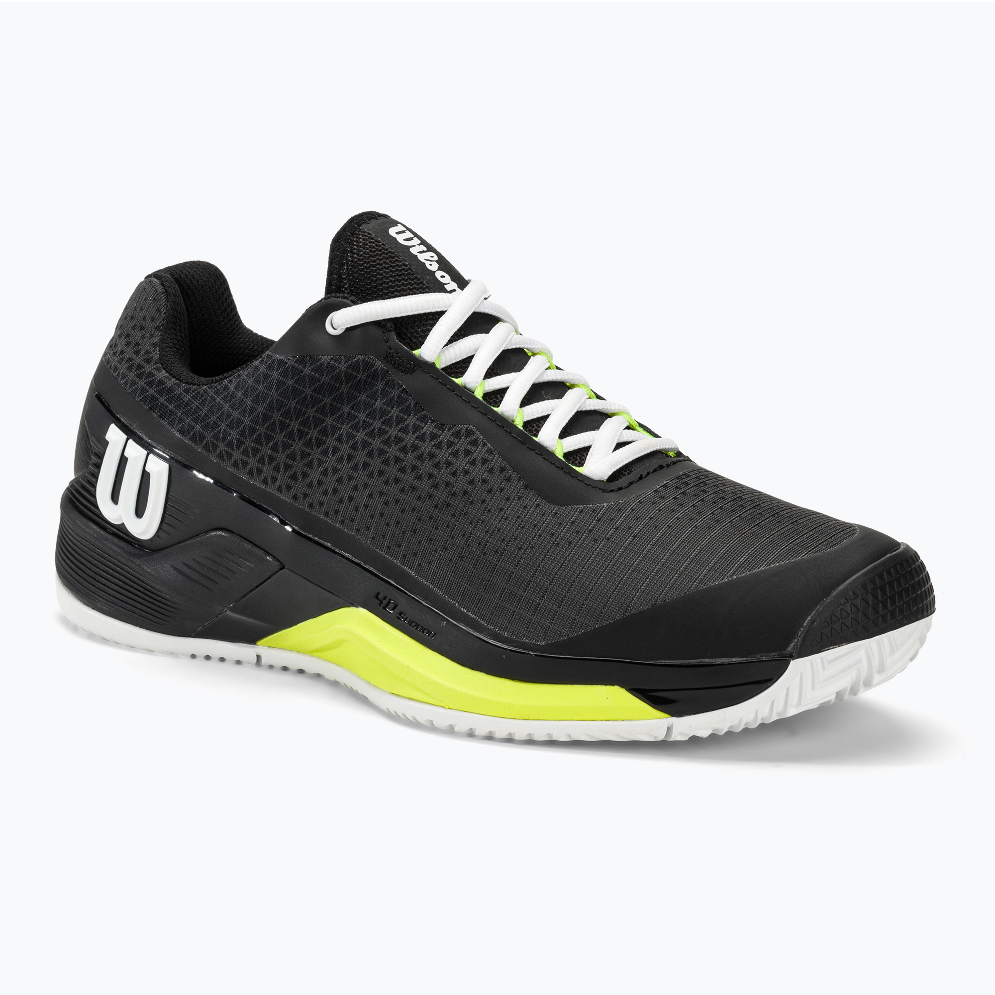 Pánska tenisová obuv Wilson Rush Pro 4.0 Clay black/white/safety yellow (Rush Pro 4.0 Clay WRS332120)