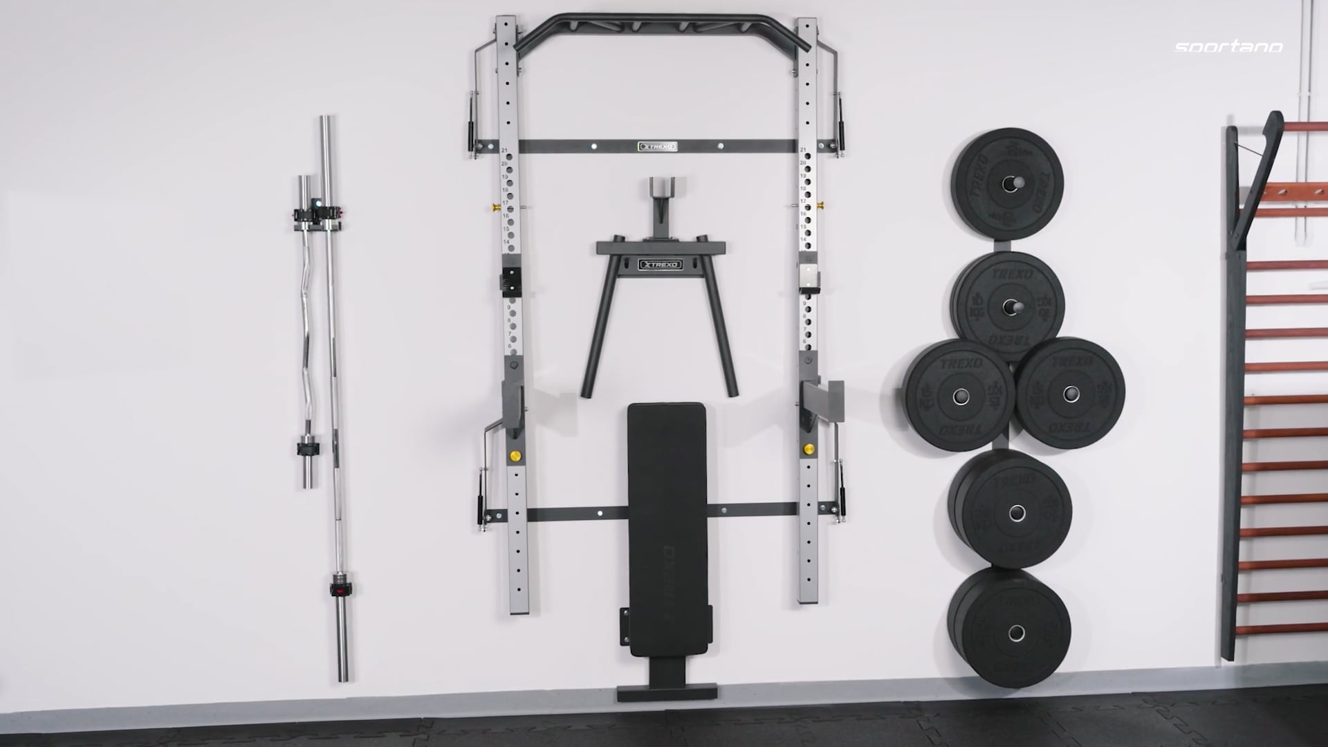 Klietka na stenu TREXO Mercury s lavičkou a stojanom na dosky čierna