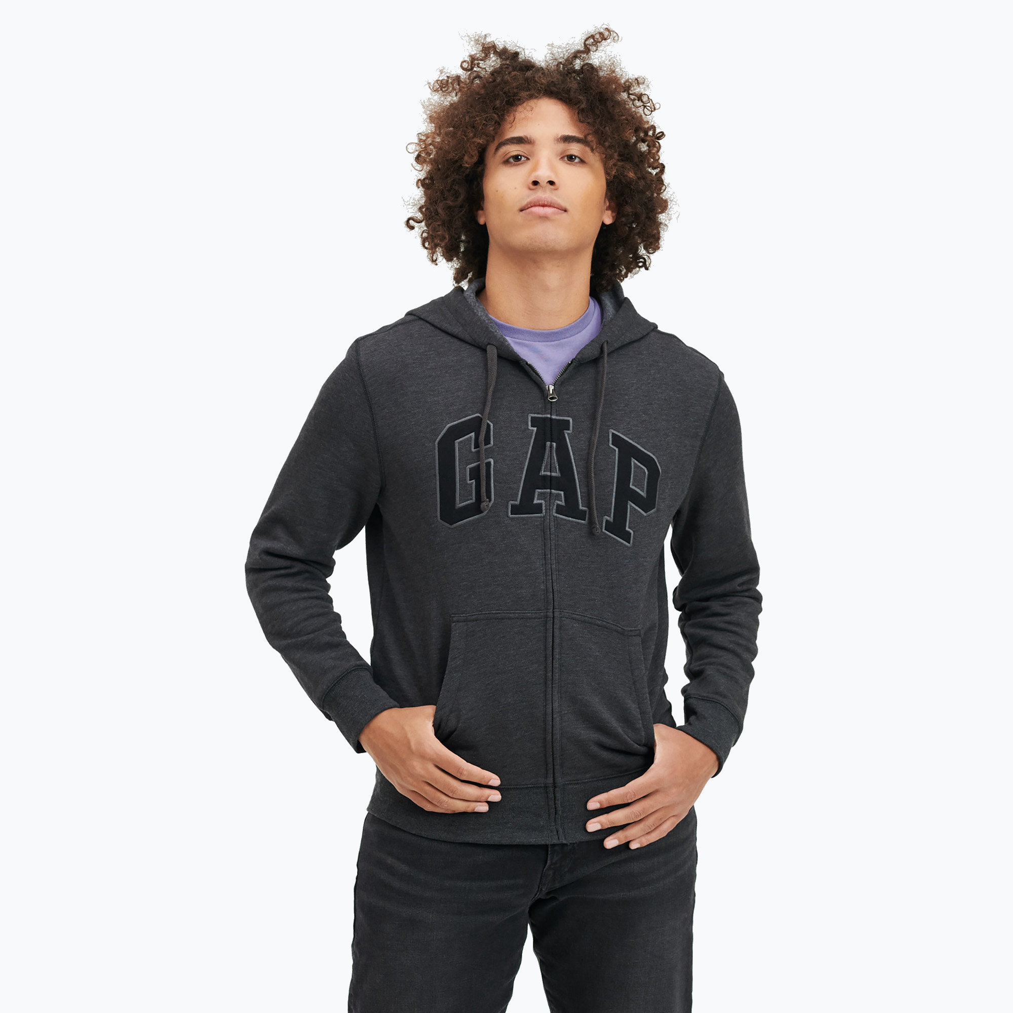 Pánska mikina GAP V-Heritage Logo FZ new charcoal grey