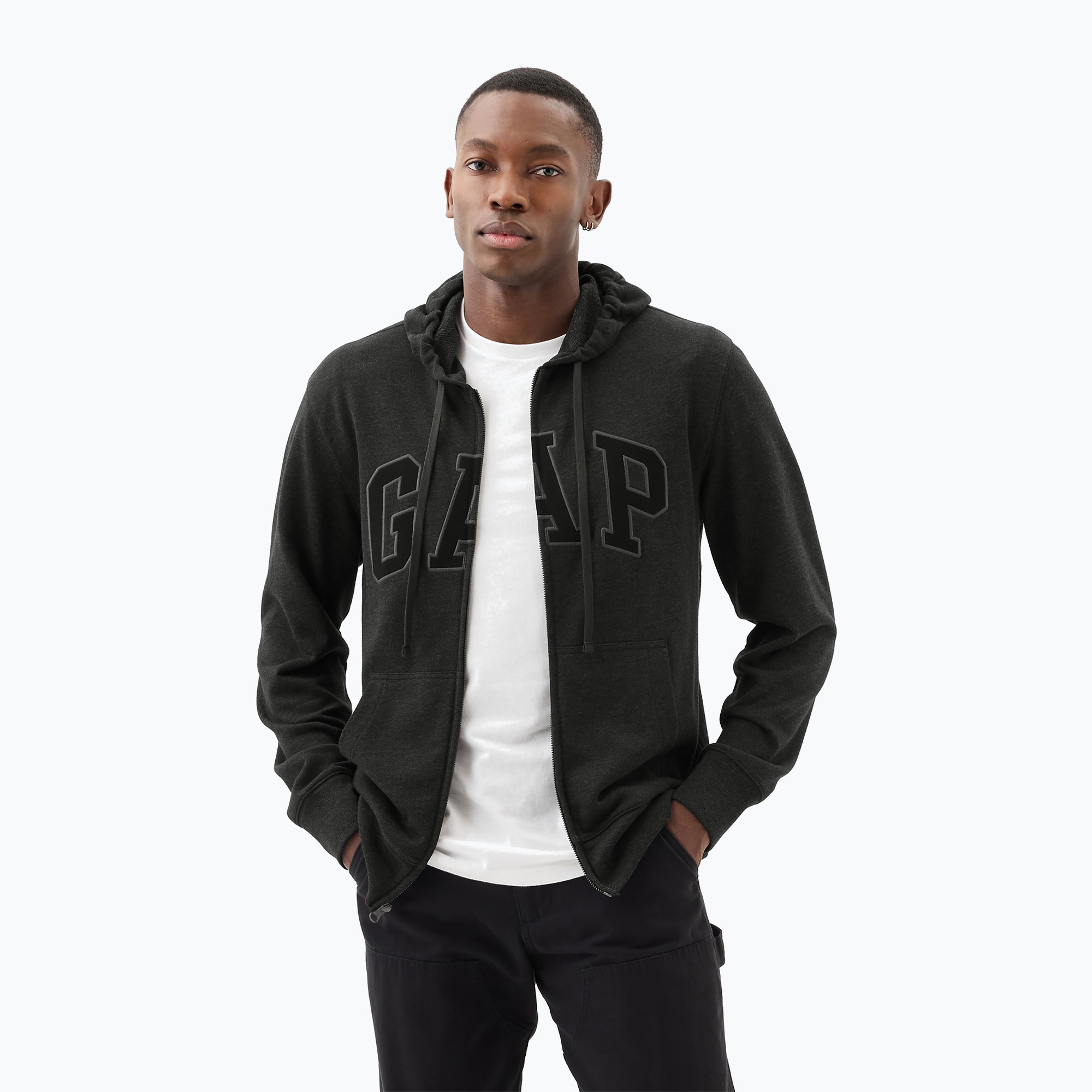 Pánska mikina GAP Heritage French Terry Fullzip Logo charcoal heather grey (Heritage French Terry Fullzip Logo 868454)