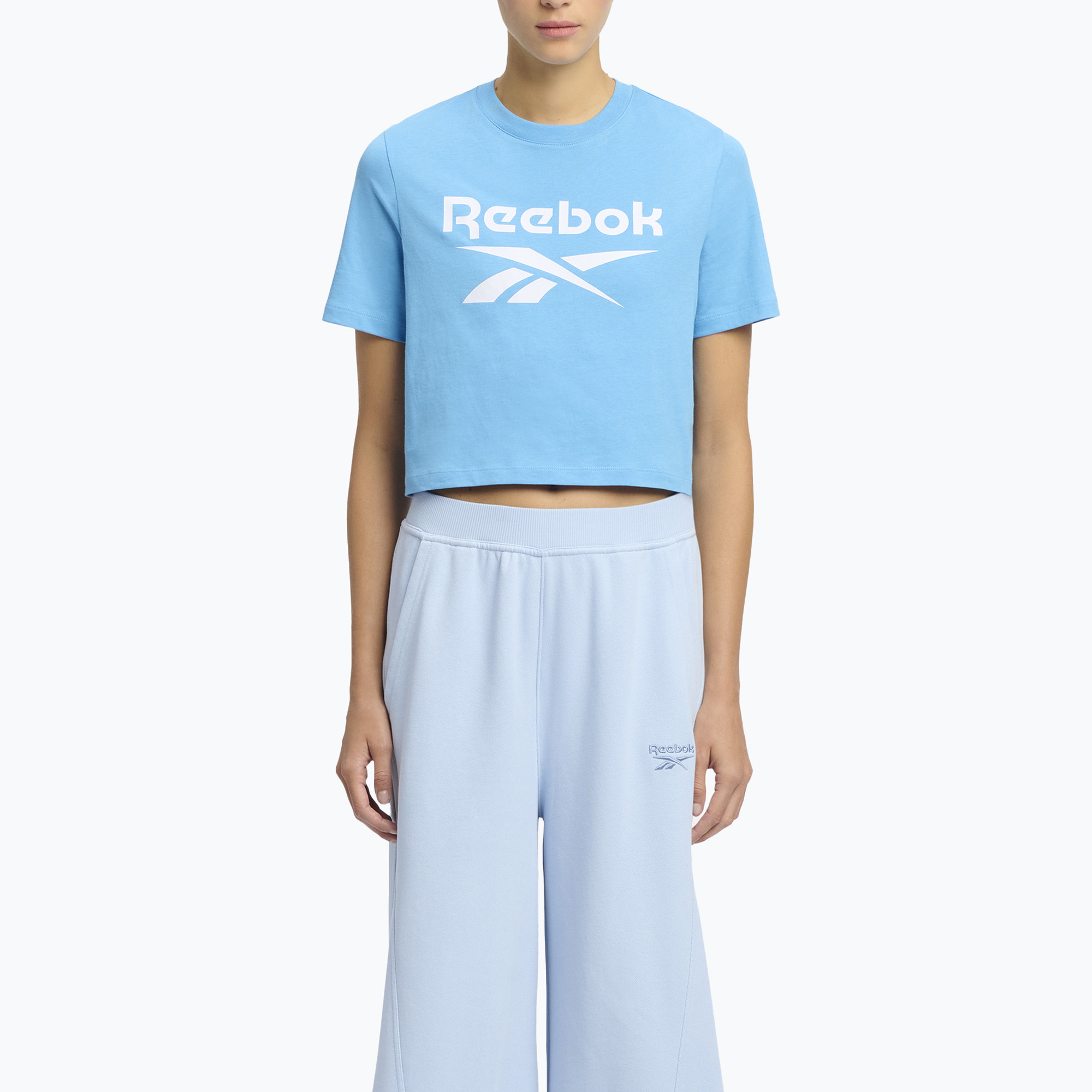 Dámske tričko Reebok Identity Big Logo Crop Tee medium grey heather