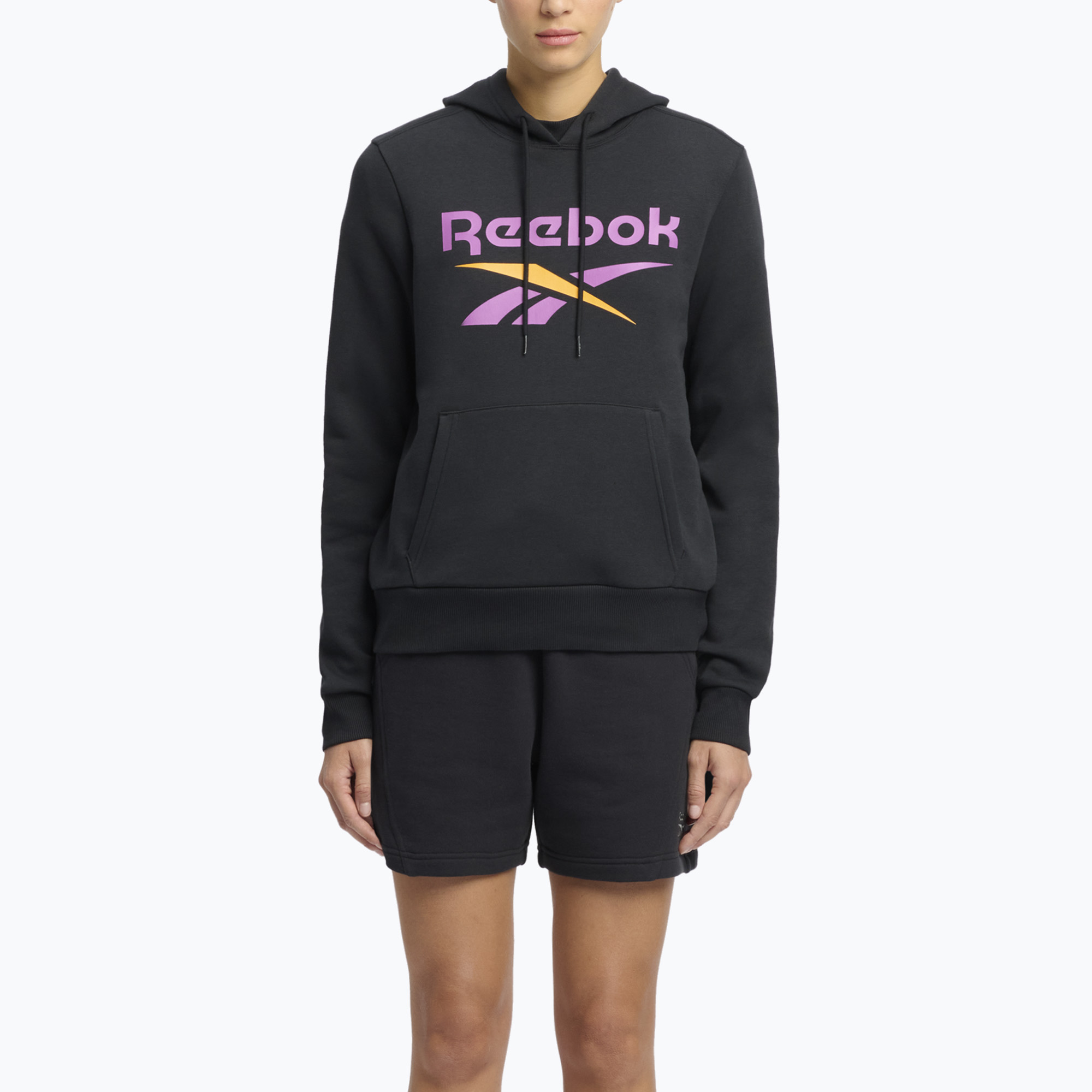 Dámska mikina Reebok Identity Big Logo Fleece black/purple rave/electric amber (Identity Big Logo Fleece 100215204)