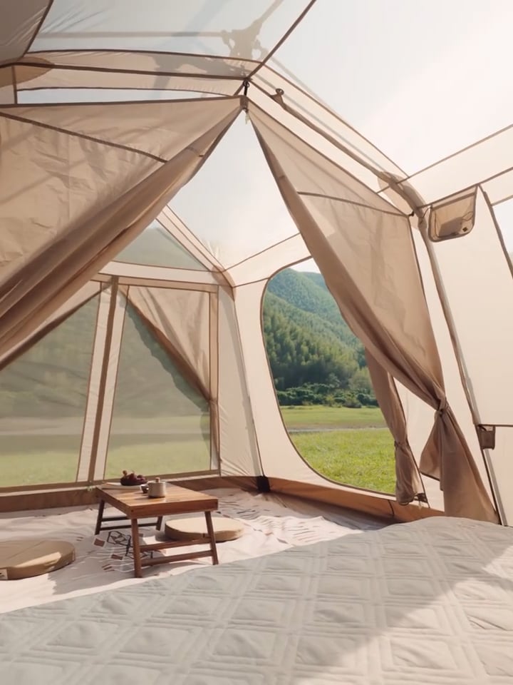 Kempingový stan pre 4 osoby Naturehike Village 13 Ridge Ultimate Edition brown/ti black