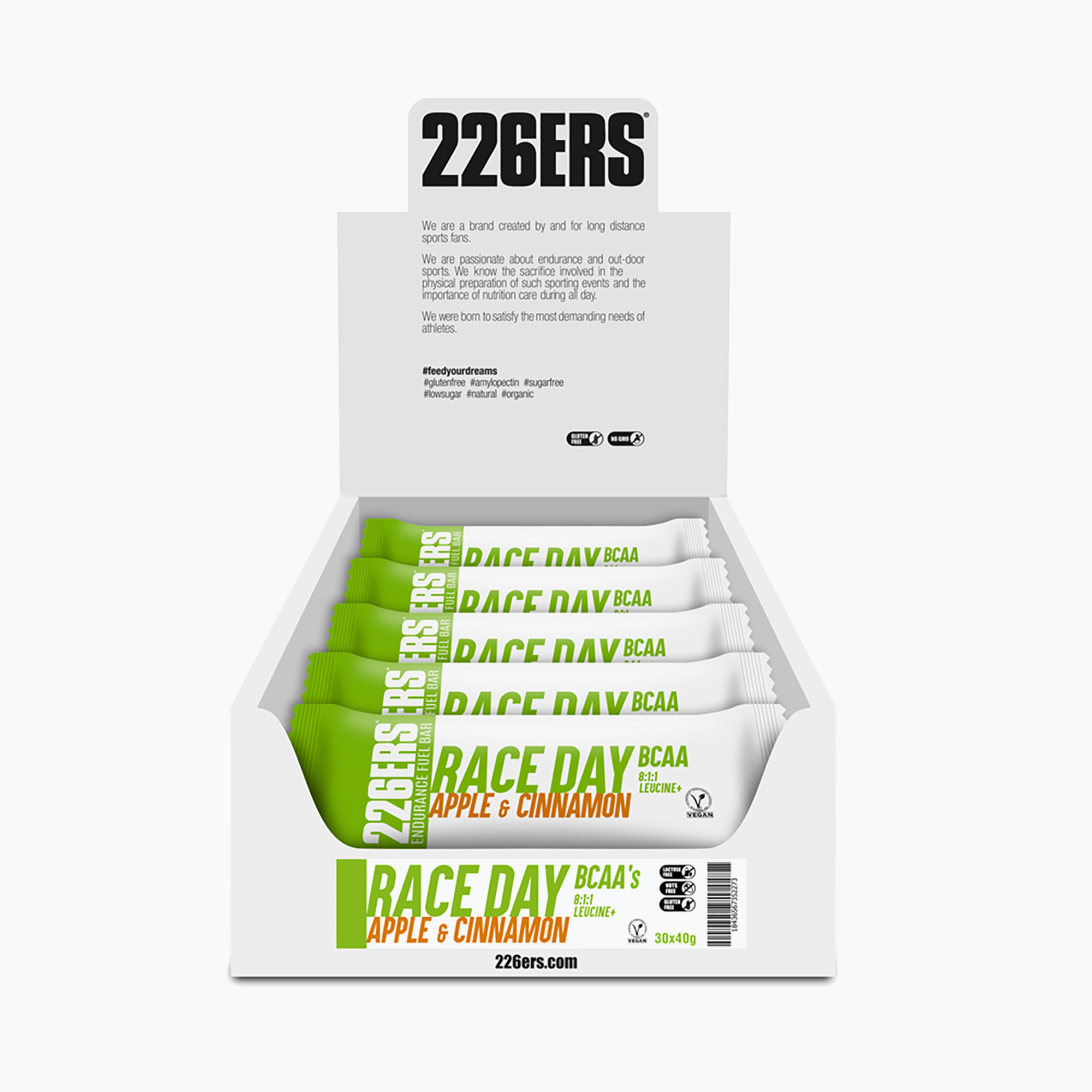 Energetické tyčinky 226ERS BCAA Race Day energy bar set 30 ks. x 40 g jablko/škorica (BCAAs Race Day 52271)