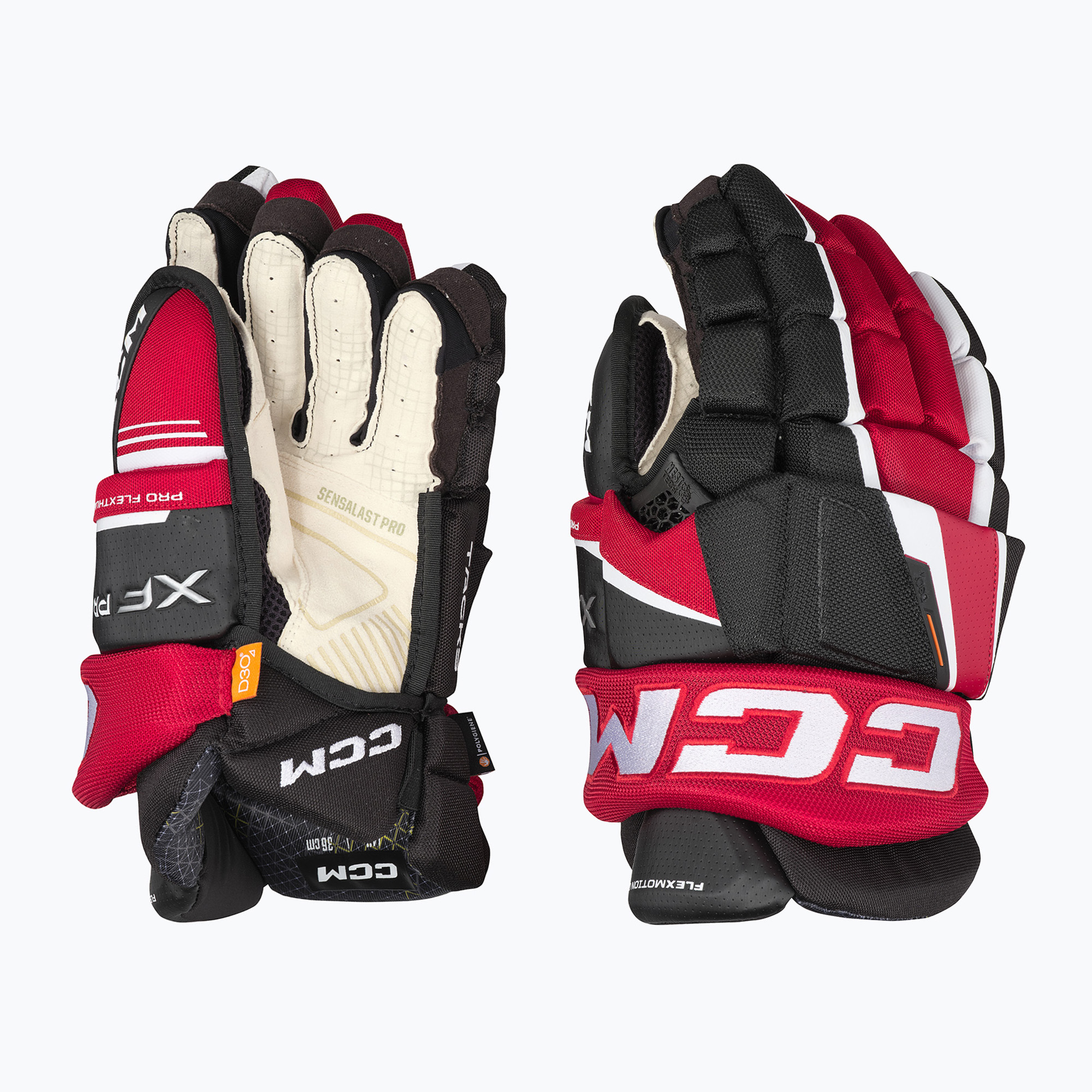 Hokejové rukavice CCM Tacks XF Pro SR black/red/white (Tacks XF Pro SR HGXFPRO-SR13BKRW)