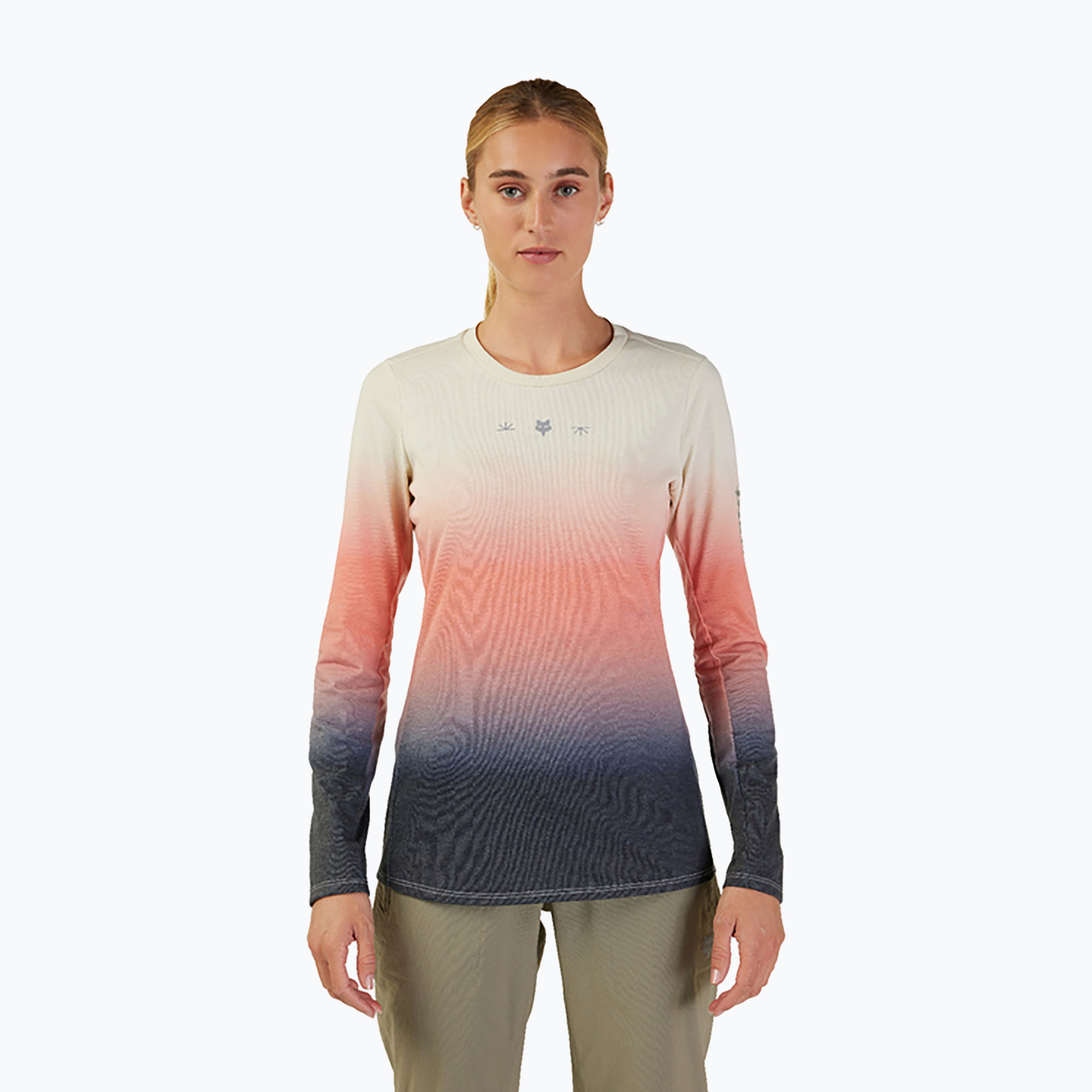 Dámske cyklistické tričko s dlhým rukávom Fox Racing Ranger Drirelease Mid Lunar bone