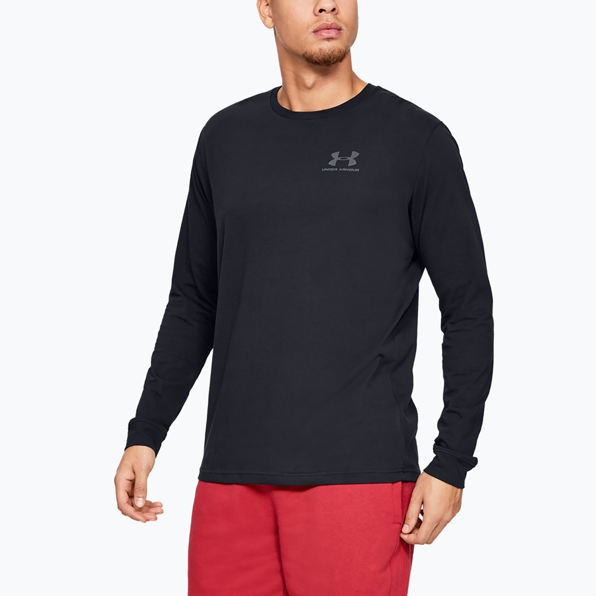 Pánske tréningové tričko s dlhým rukávom Under Armour Sportstyle Left Chest LS čierne 1329585 (Sportstyle Left Chest 1329585-001)