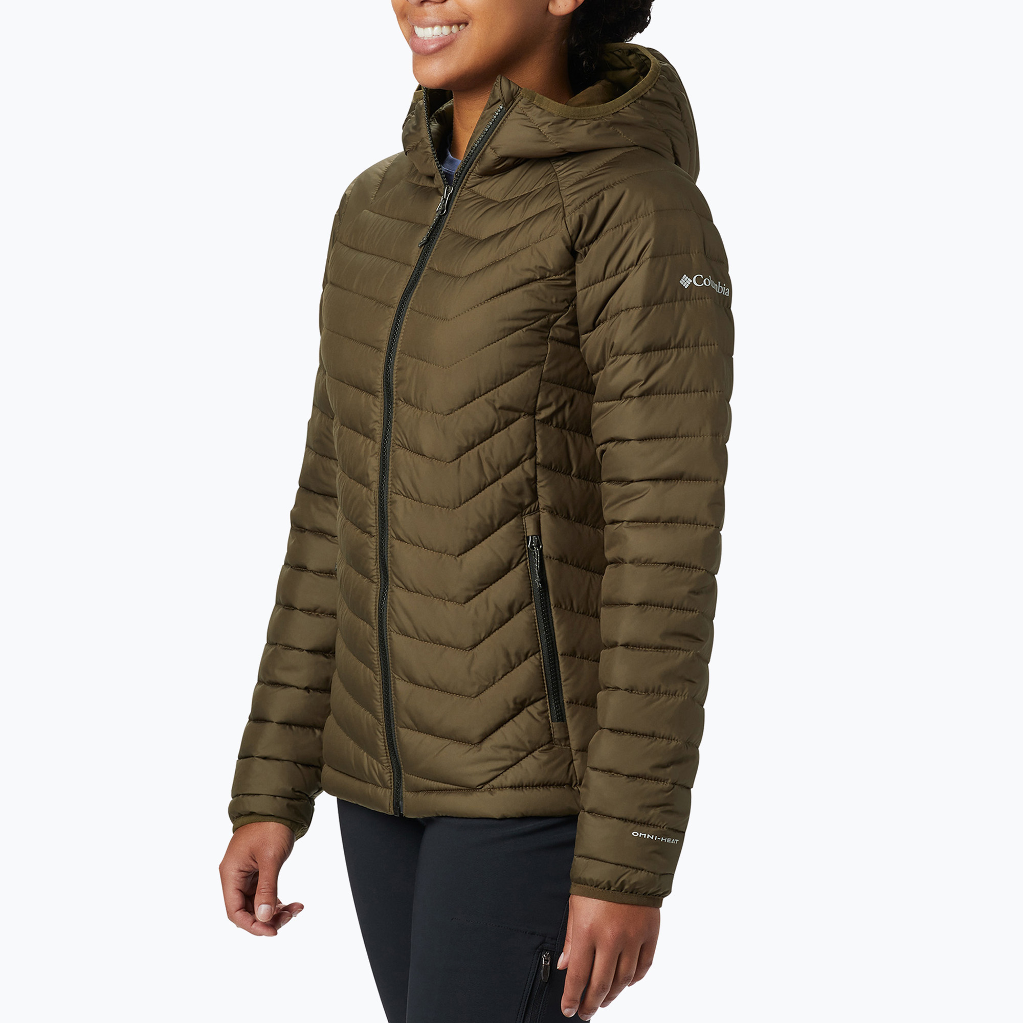 Dámska páperová bunda Columbia Powder Lite Hooded olivovo zelená (Powder Lite Hooded 1699071319)