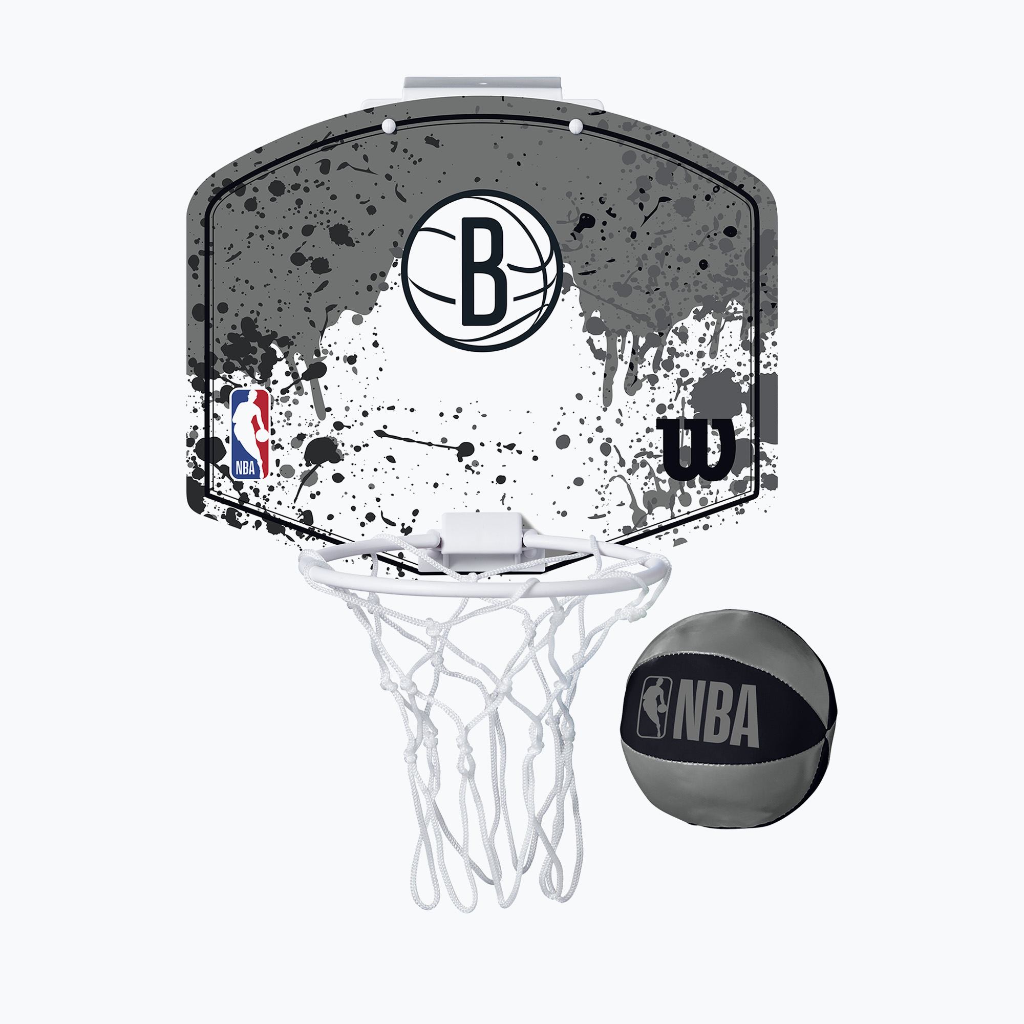 Mini basketbalová súprava Wilson NBA Team Mini Hoop Brooklyn Nets čierna (NBA Team Brooklyn Nets Mini Hoop WTBA1302BRO)