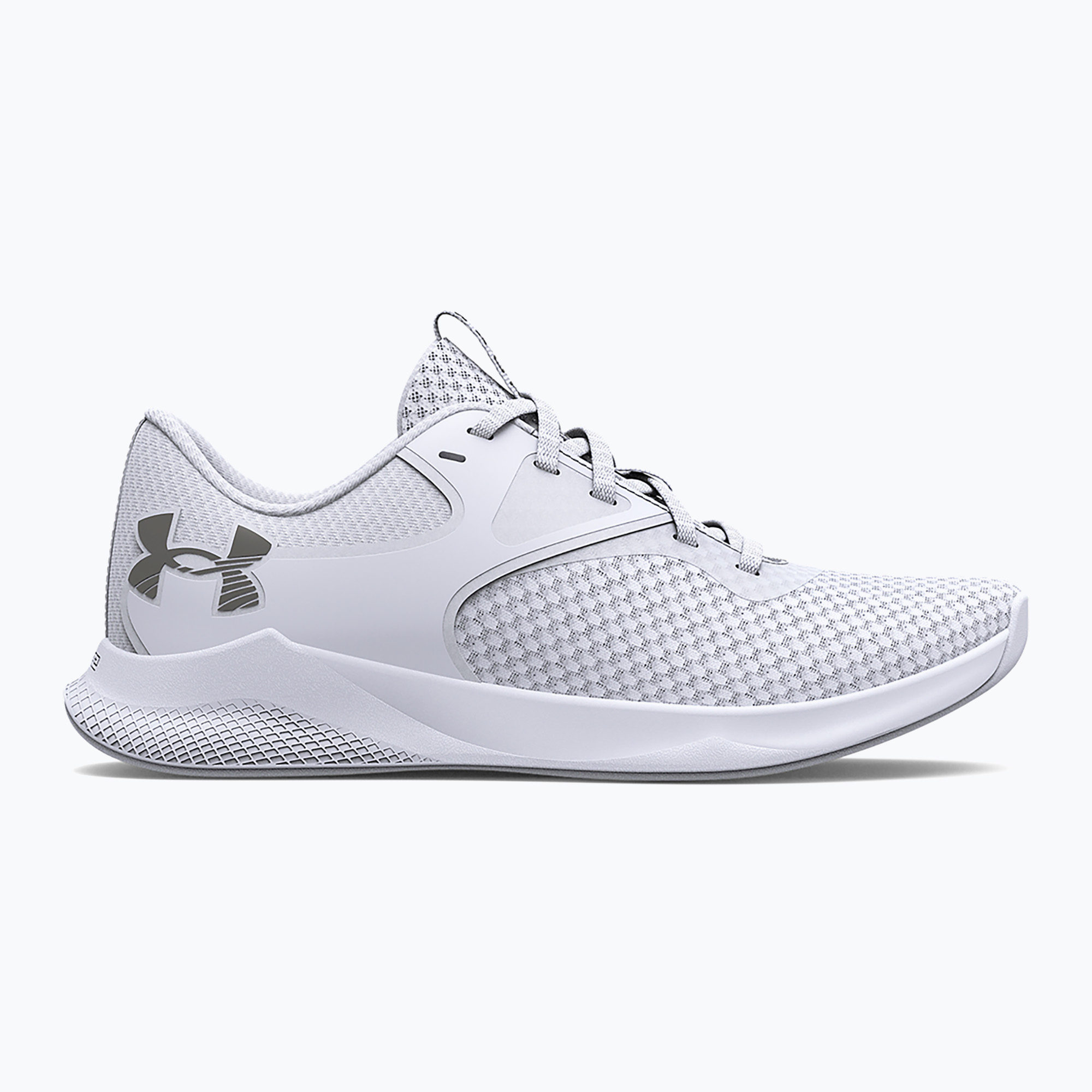 Dámske športové topánky Under Armour W Charged Aurora 2 white/white/metallic warm silver (W Charged Aurora 2 3025060-100)