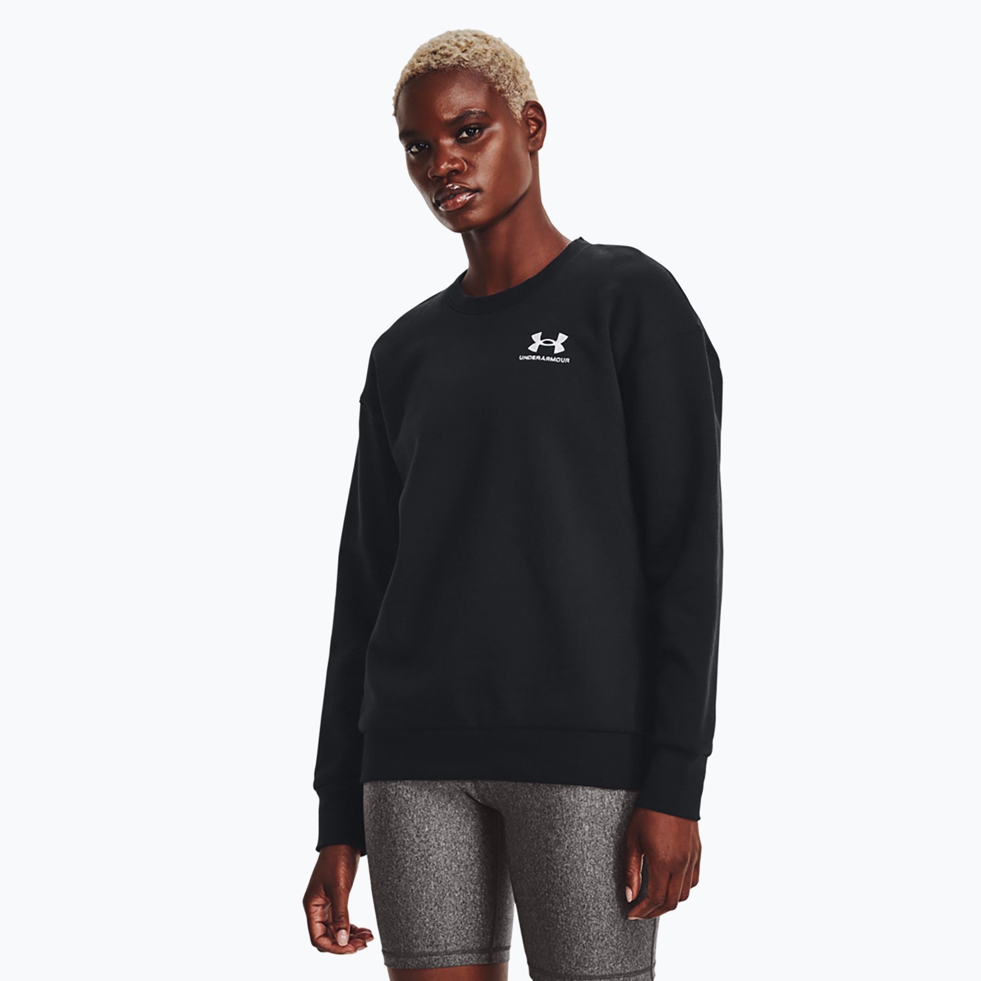 Dámska mikina Under Armour Essential Fleece Crew black/white (Essential Fleece Crew 1373032)