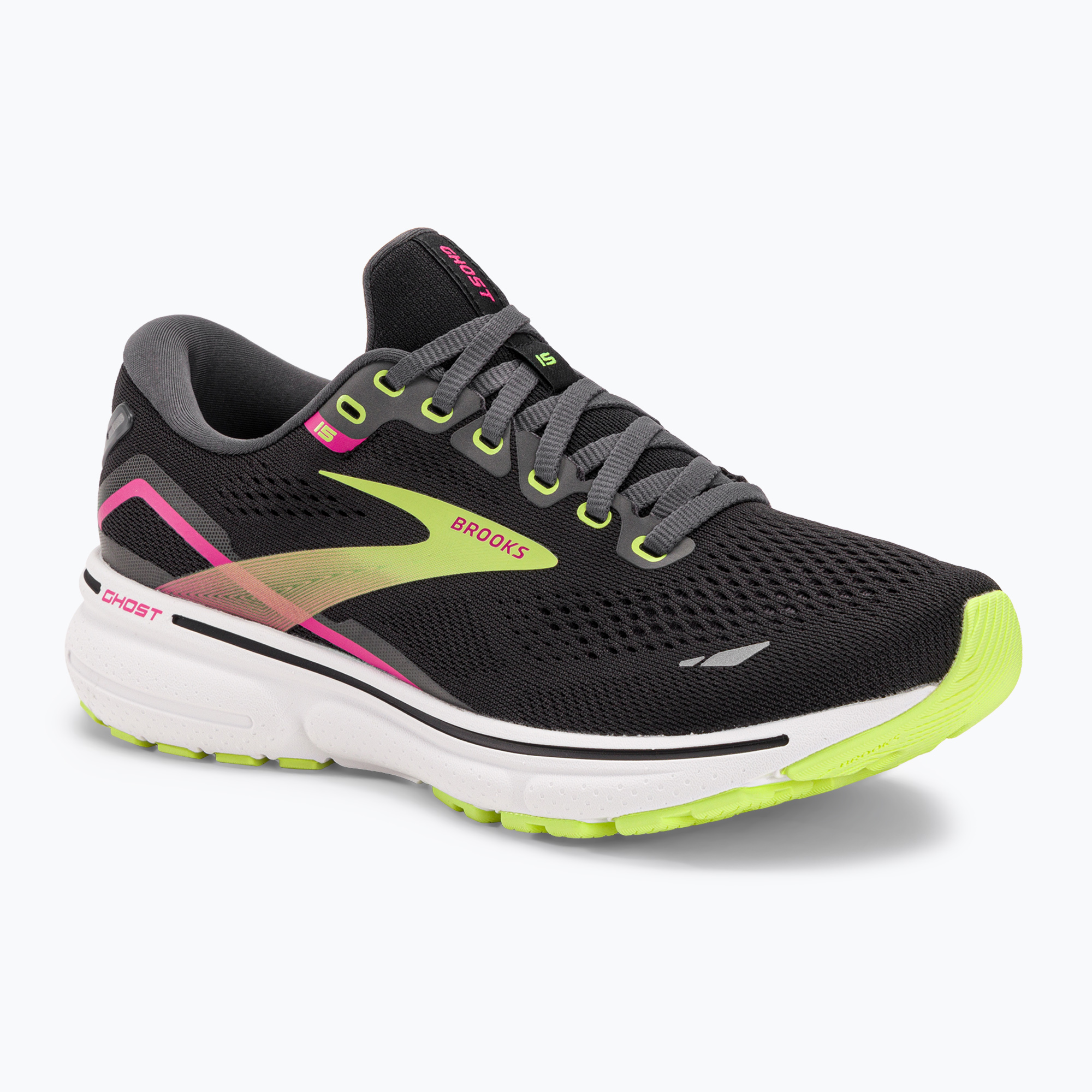 Brooks Ghost 15 dámska bežecká obuv black/ebony/sharp green (Ghost 15 1203801B083)