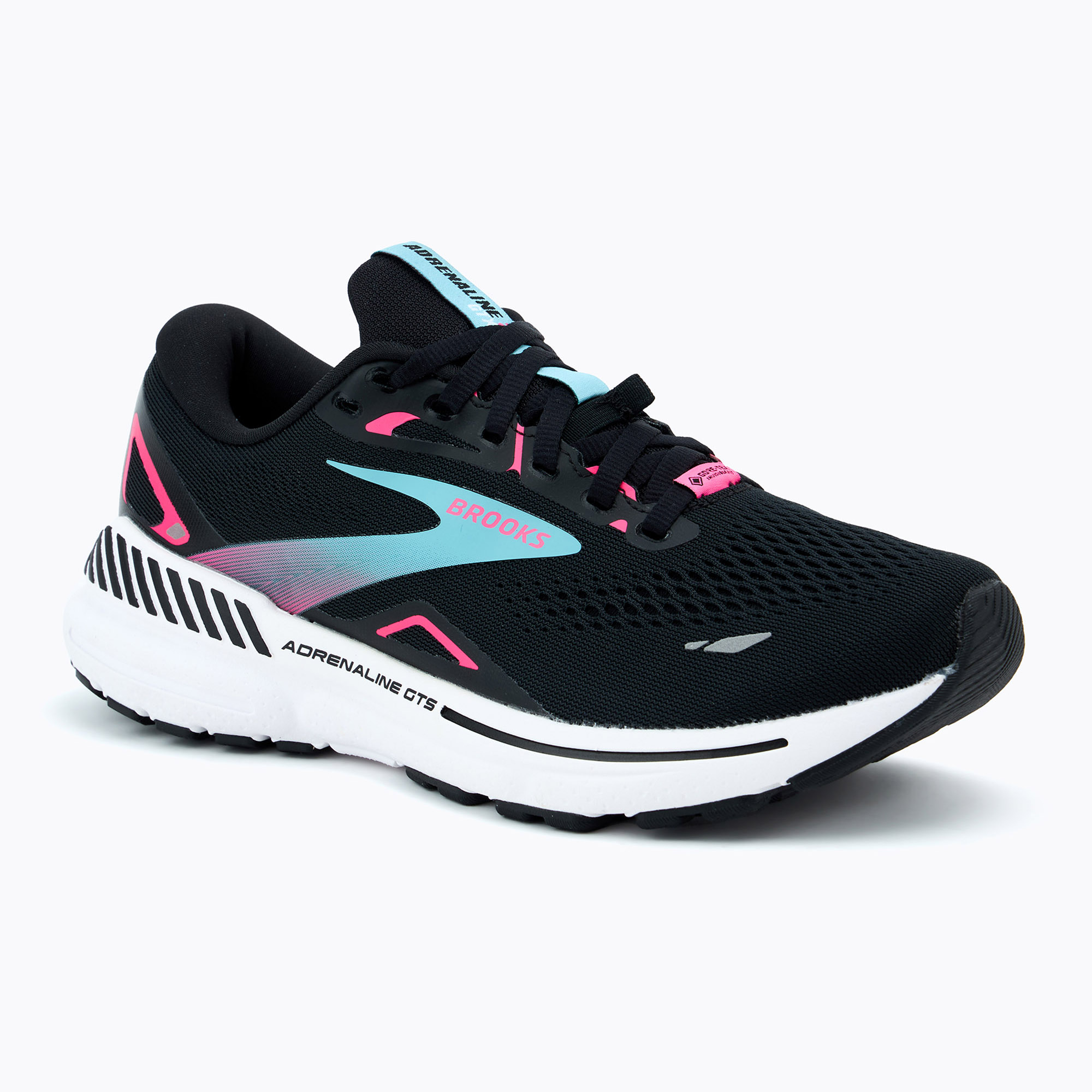 Dámska bežecká obuv Brooks Adrenaline GTS 23 GTX black/knockout pink/aqua (Adrenaline GTS GTX 1204131B082)