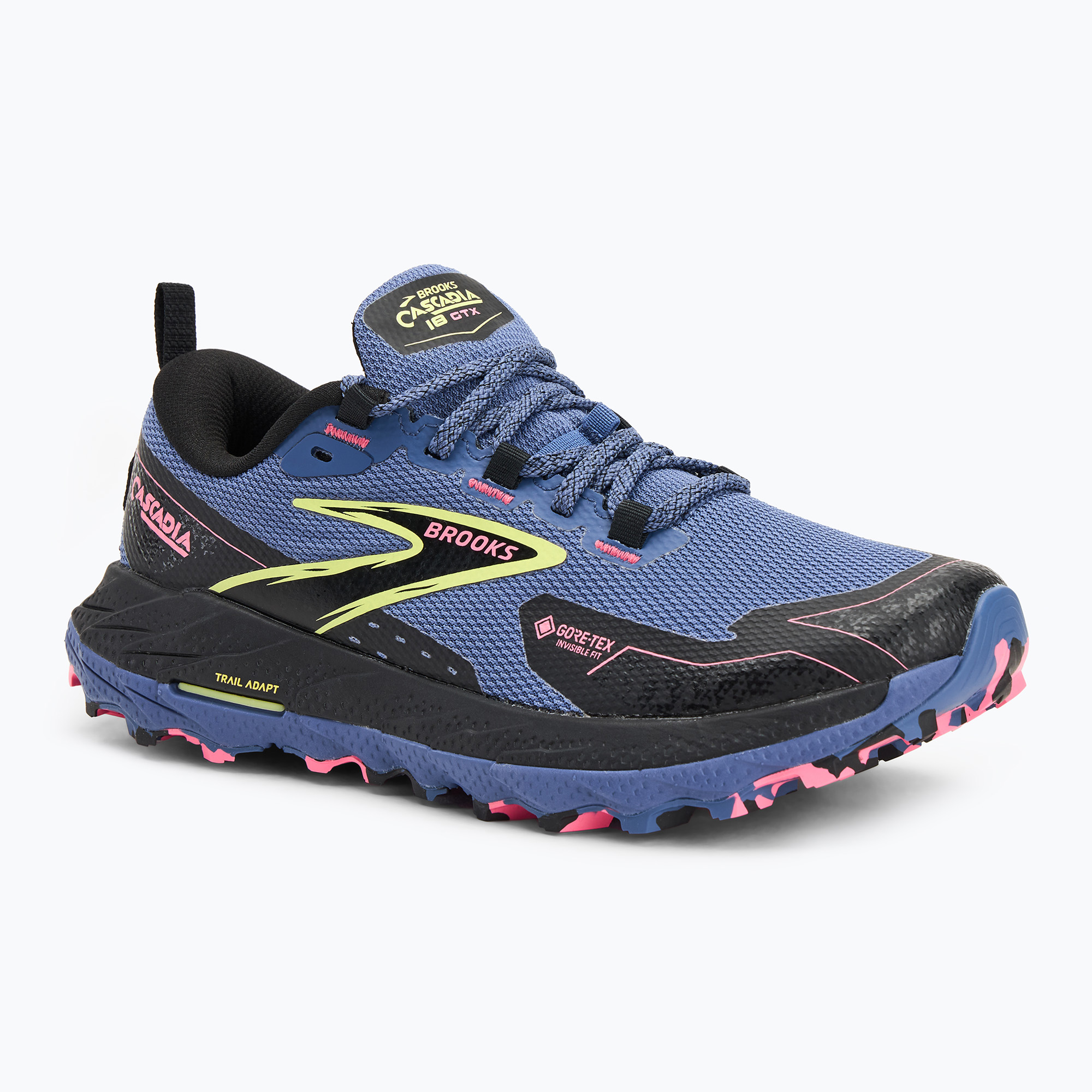 Dámska bežecká obuv Brooks Cascadia 18 GTX grey blue/black/pink (Cascadia 18 GTX 1204151B464)