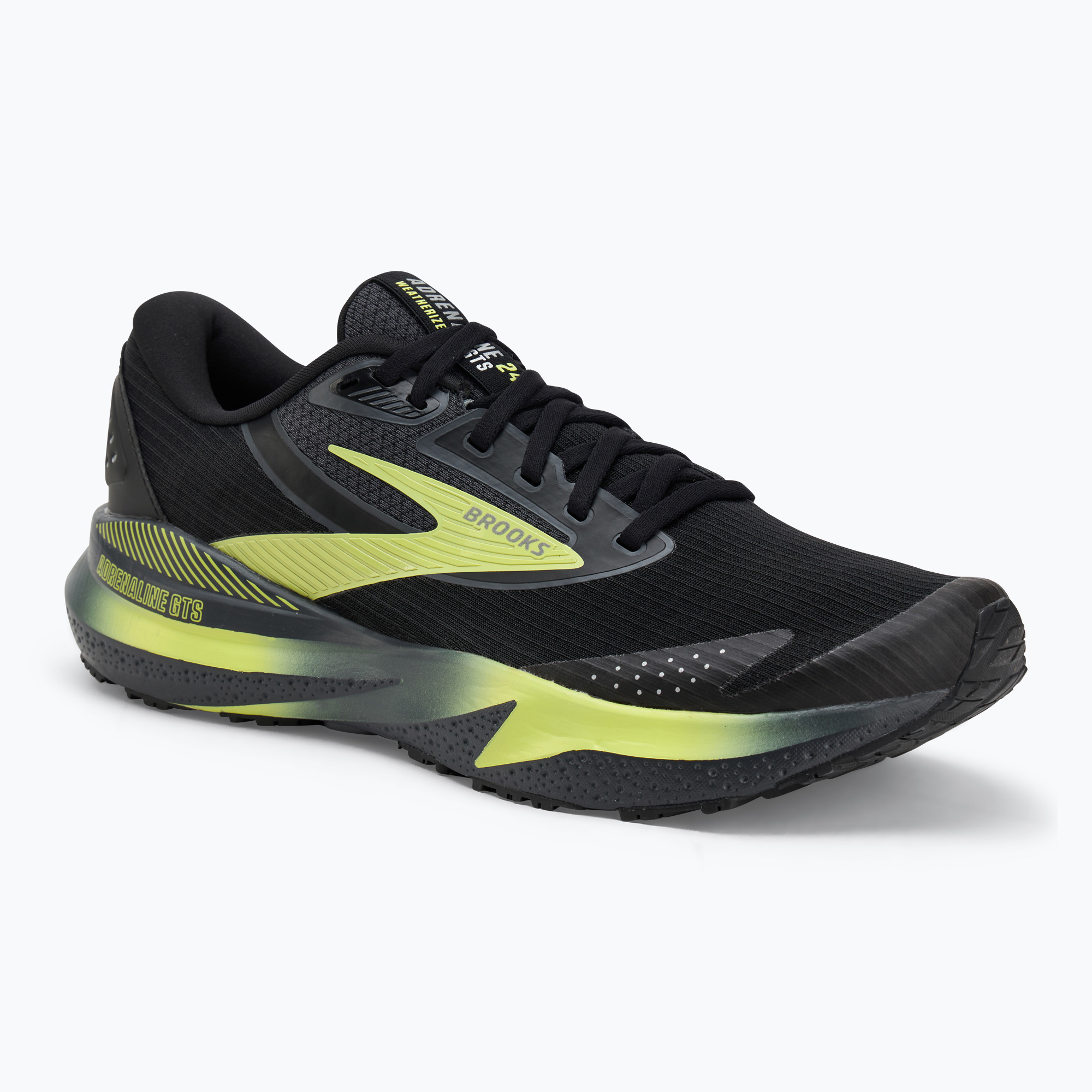 Pánska bežecká obuv Brooks Adrenaline GTS 24 Weatherized black/ebony/new yellow (Adrenaline GTS 24 Weatherized 1104381D033)