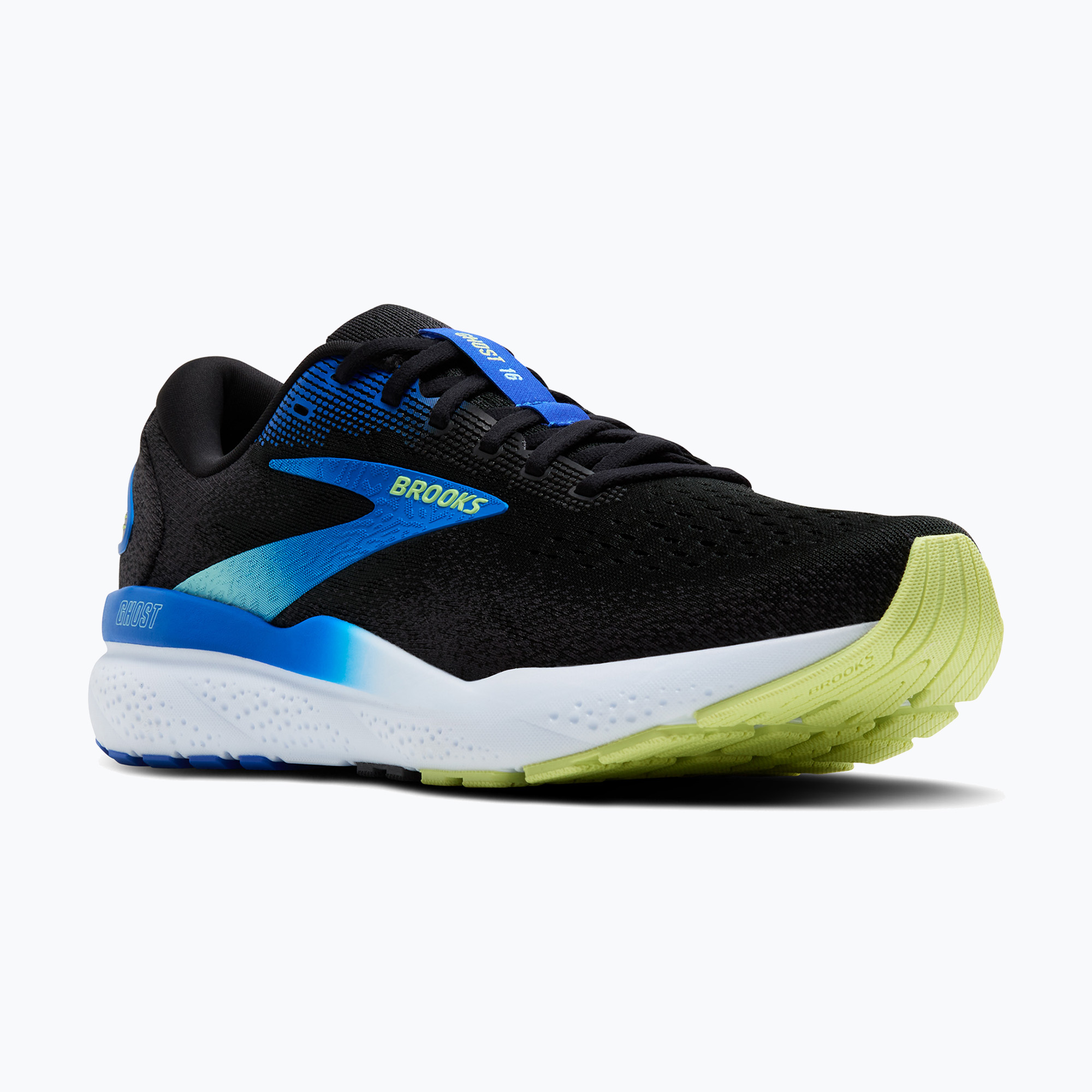 Pánska bežecká obuv Brooks Ghost 16 black/cobalt/neo yellow (Ghost 16 1104181D002)