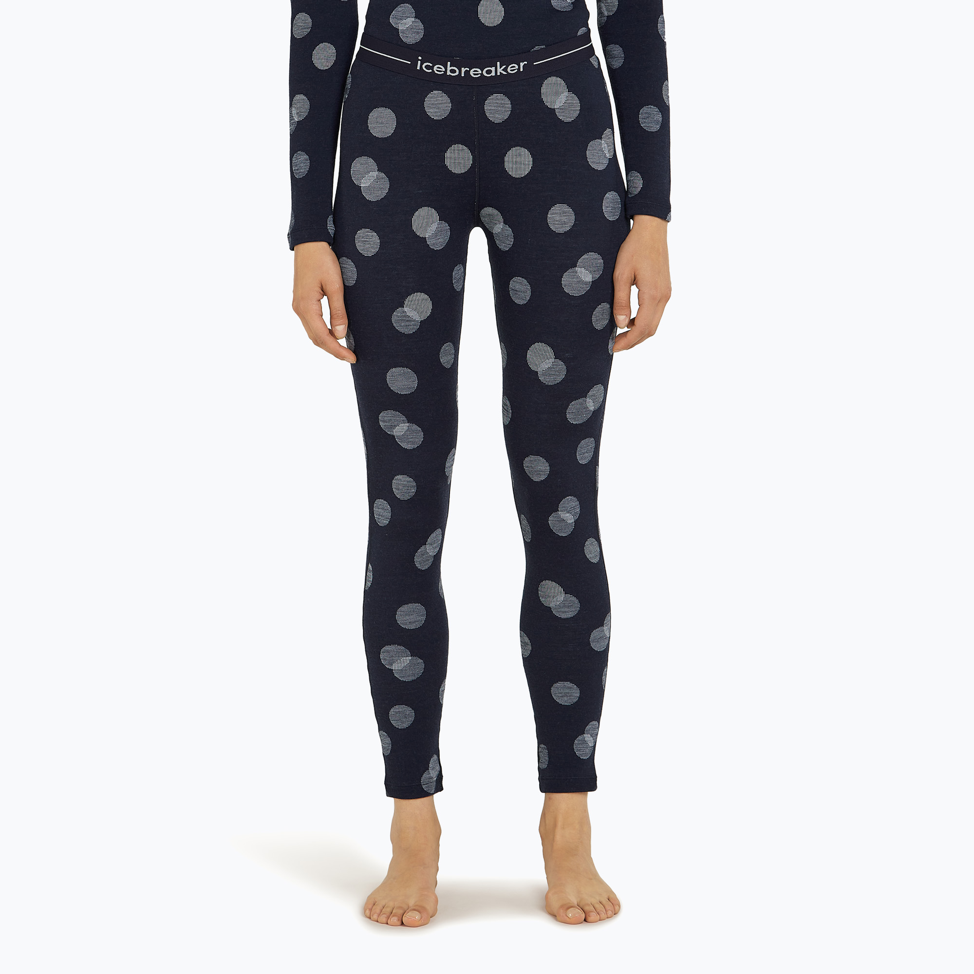 Dámske termo nohavice Icebreaker Merino 260 Vertex Fall Flakes midnight navy/ snow/j (Merino 260 Vertex Fall Flakes IB0A574H2591)