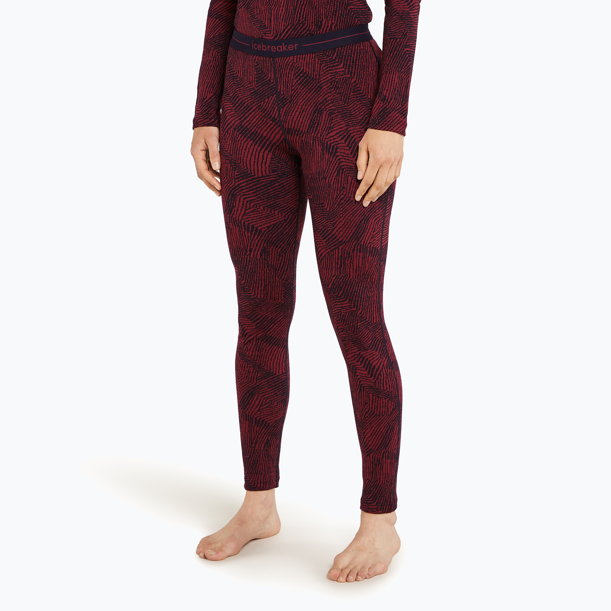 Dámske termo nohavice Icebreaker Merino 260 Vertex Leggings Frozen Forms black/ port/j (Merino 260 Vertex Leggings Frozen Forms IB0A574I03K1)