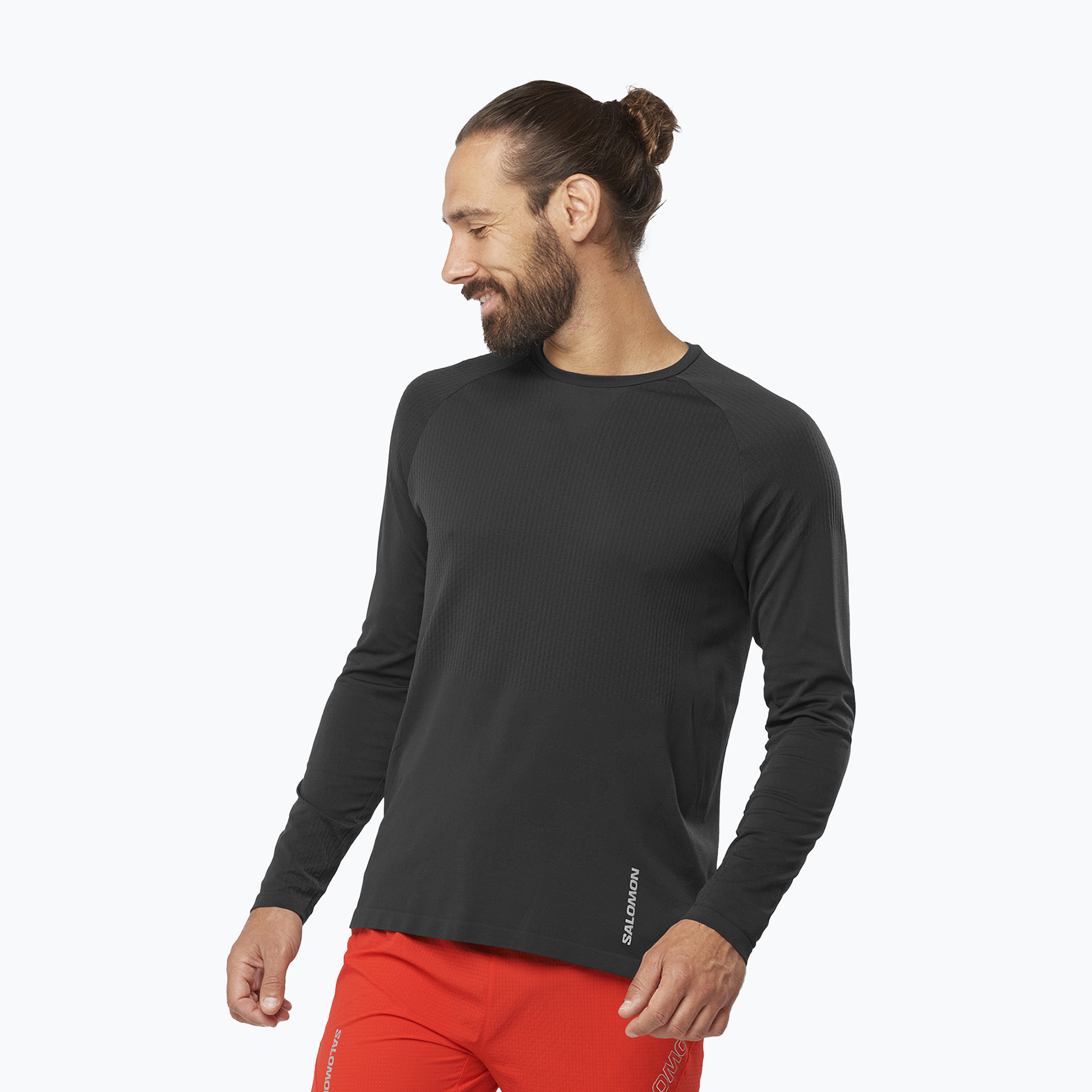 Pánske bežecké tričko s dlhým rukávom Salomon Sense Aero Seamless Tee deep black (Sense Aero Seamless Tee LC1878100)