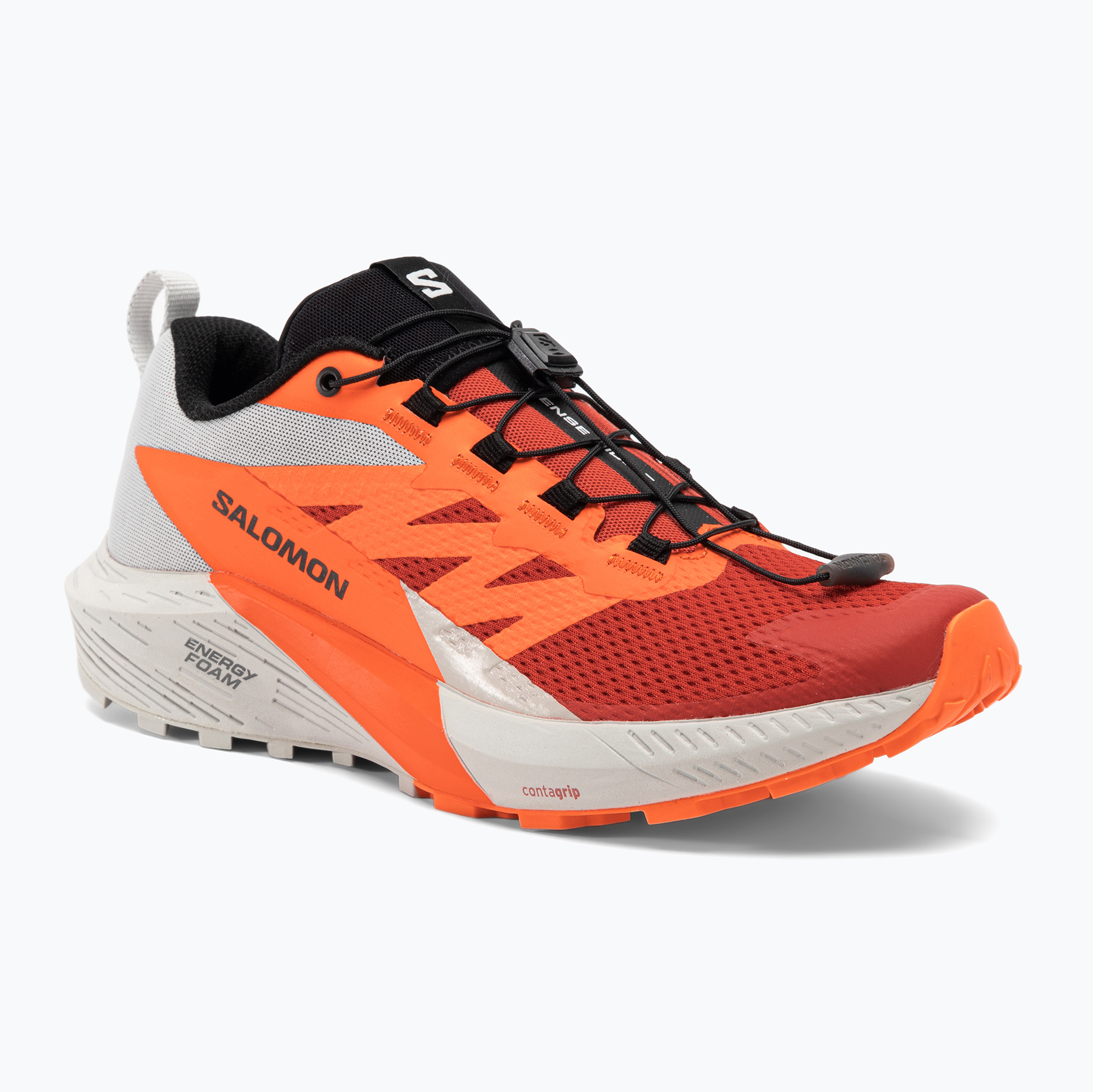 Pánska bežecká obuv Salomon Sense Ride 5 lunar rock/shocking orange/fiery red (Sense Ride 5 L47046200)