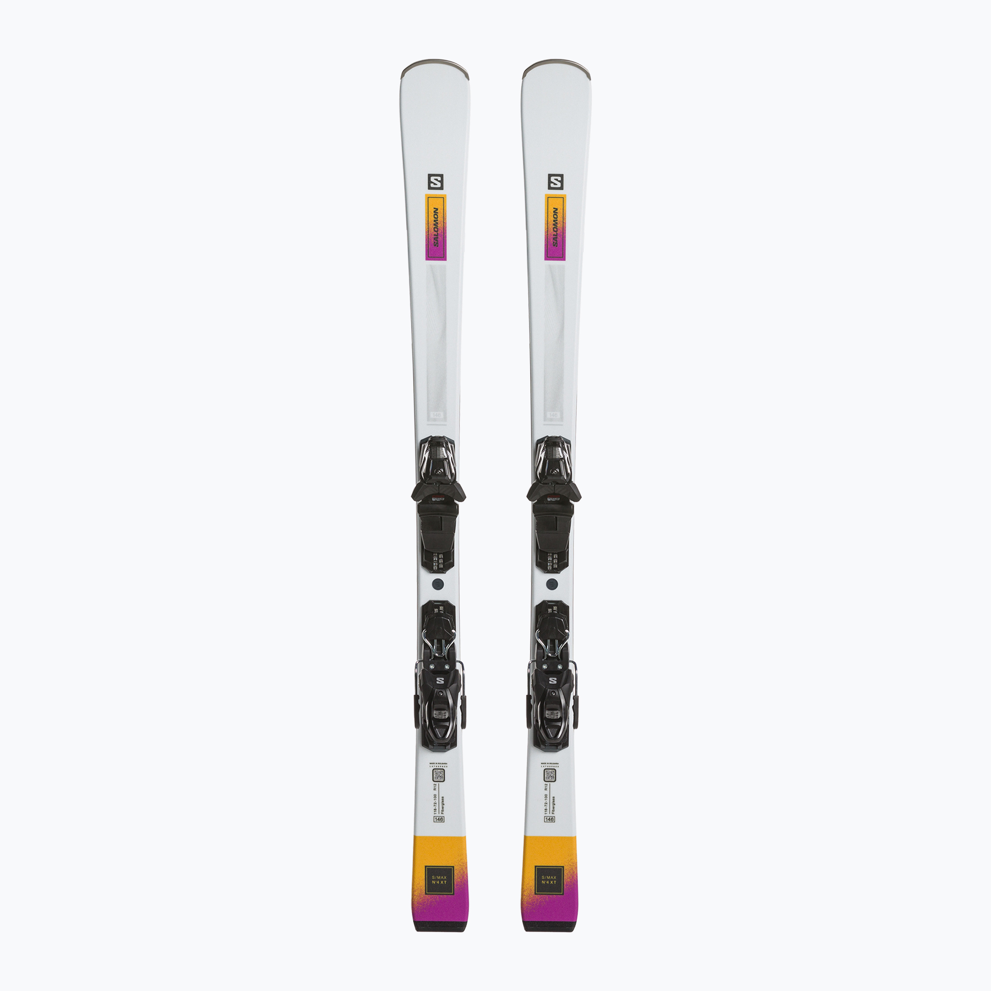Dámske zjazdové lyže Salomon S/Max N°4 XT + M10 GW L8 white/neon turmeric/prune (S/Max N°4 XT + M10 GW L8 L47366800)