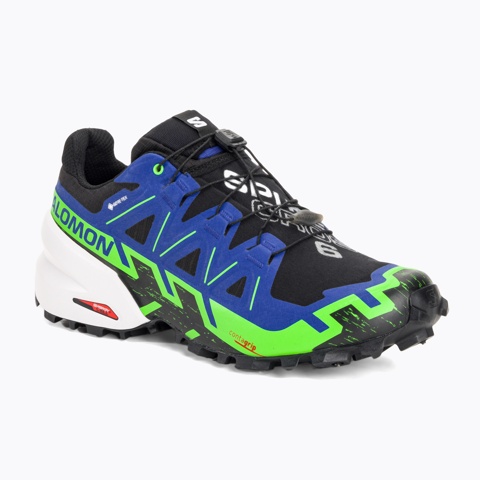 Pánska bežecká obuv Salomon Spikecross 6 GTX black/surf the web/green gecko (Spikecross 6 GTX L47268700)