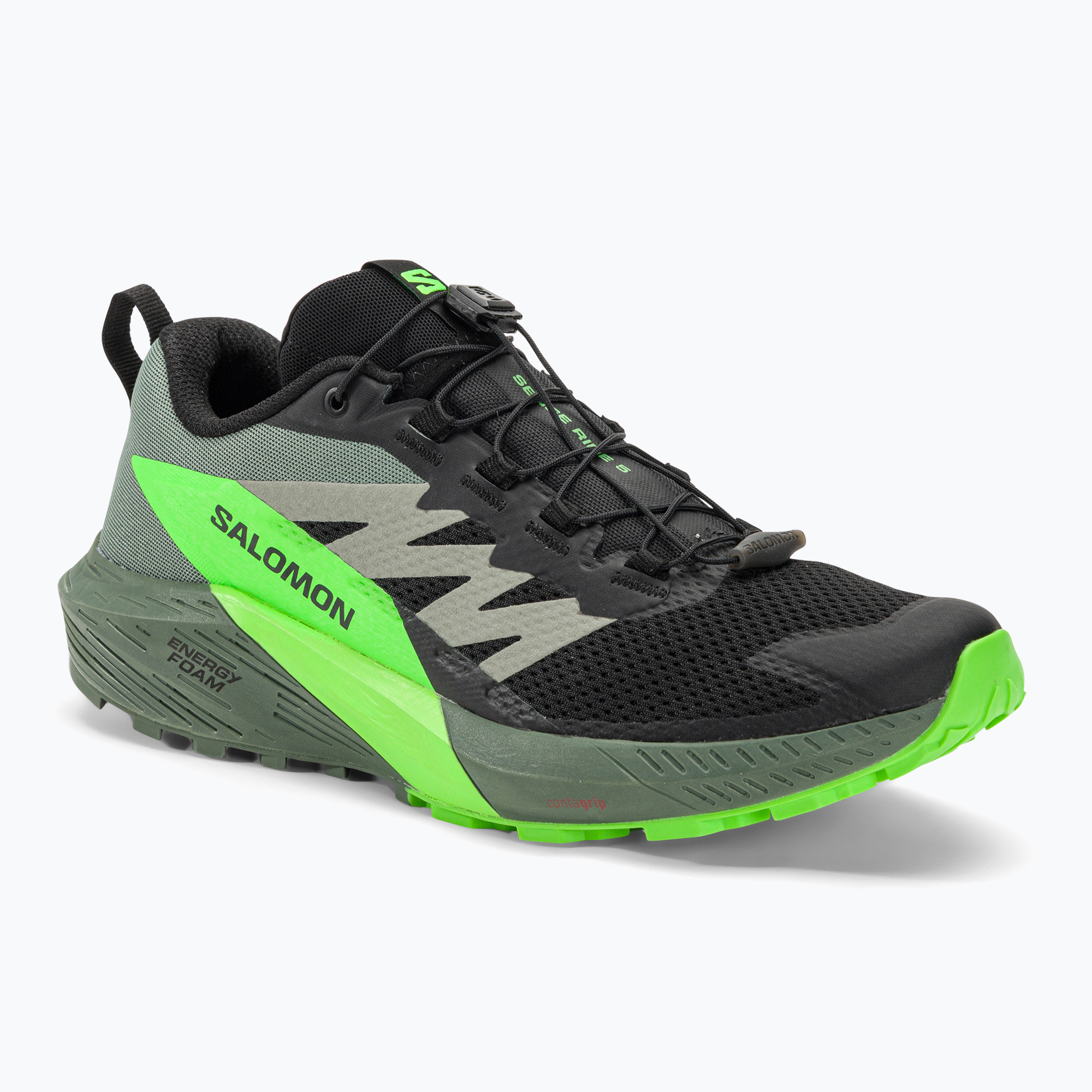 Pánska bežecká obuv Salomon Sense Ride 5 black/laurel wreath/green gecko (Sense Ride 5 L47311100)