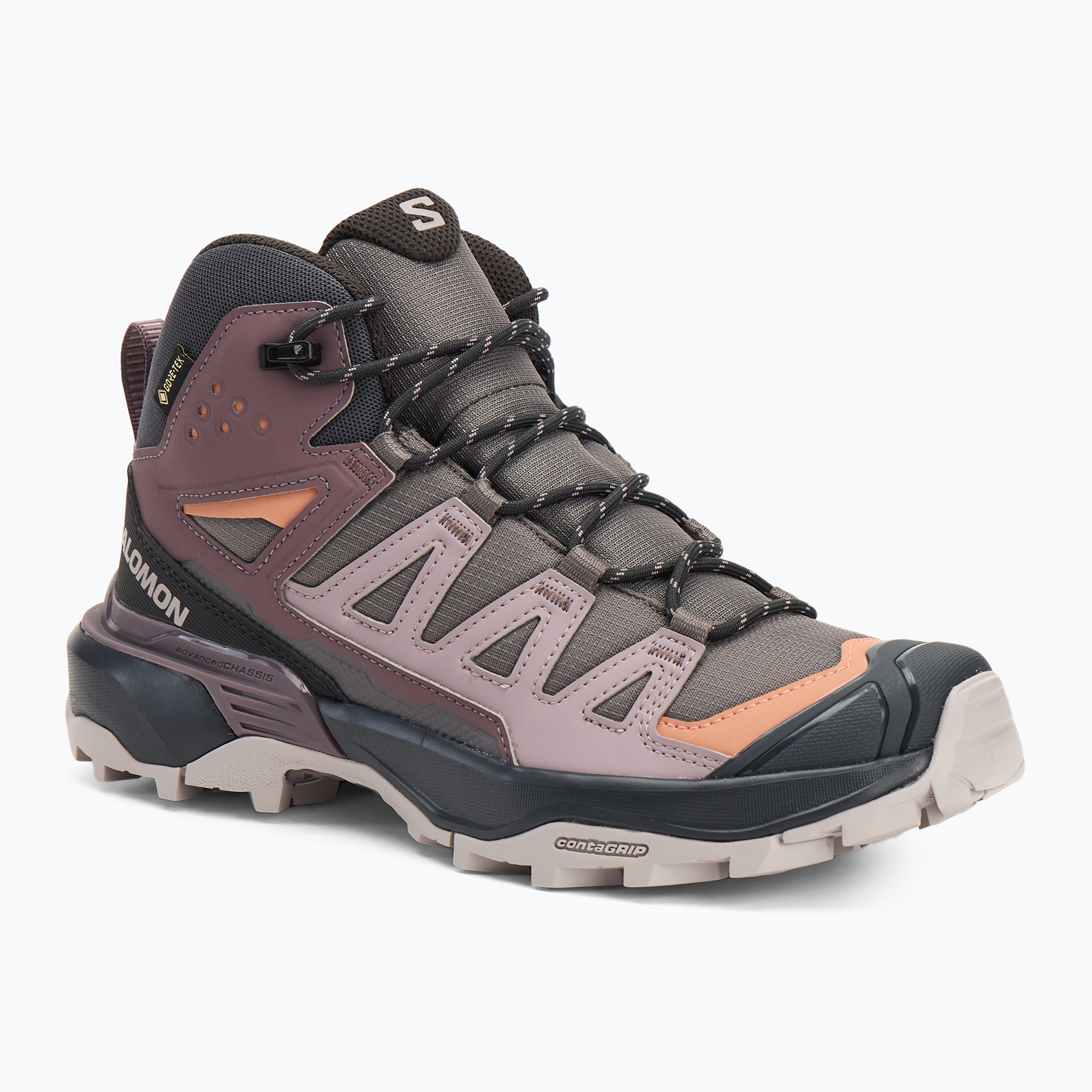 Dámske turistické topánky Salomon X Ultra 360 MID GTX plum mačiatko/phantom/cork (X Ultra 360 MID GTX L47448700)