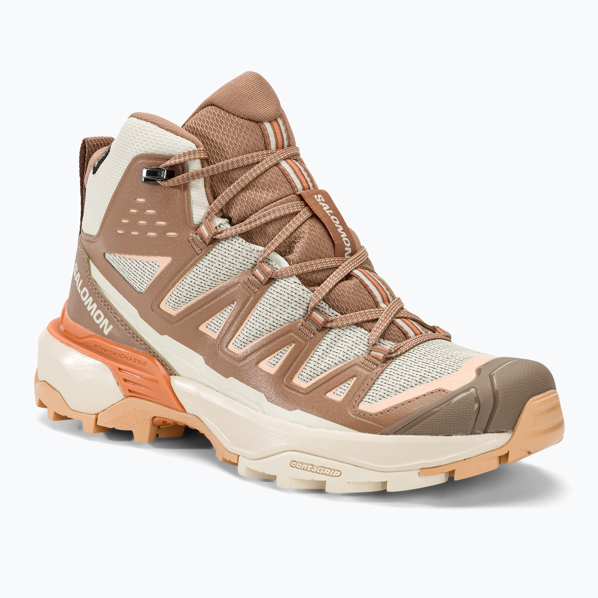 Dámske trekové topánky Salomon X Ultra 360 Edge Mid GTX shortbread/raw umber (X Ultra 360 Edge Mid GTX L47462700)