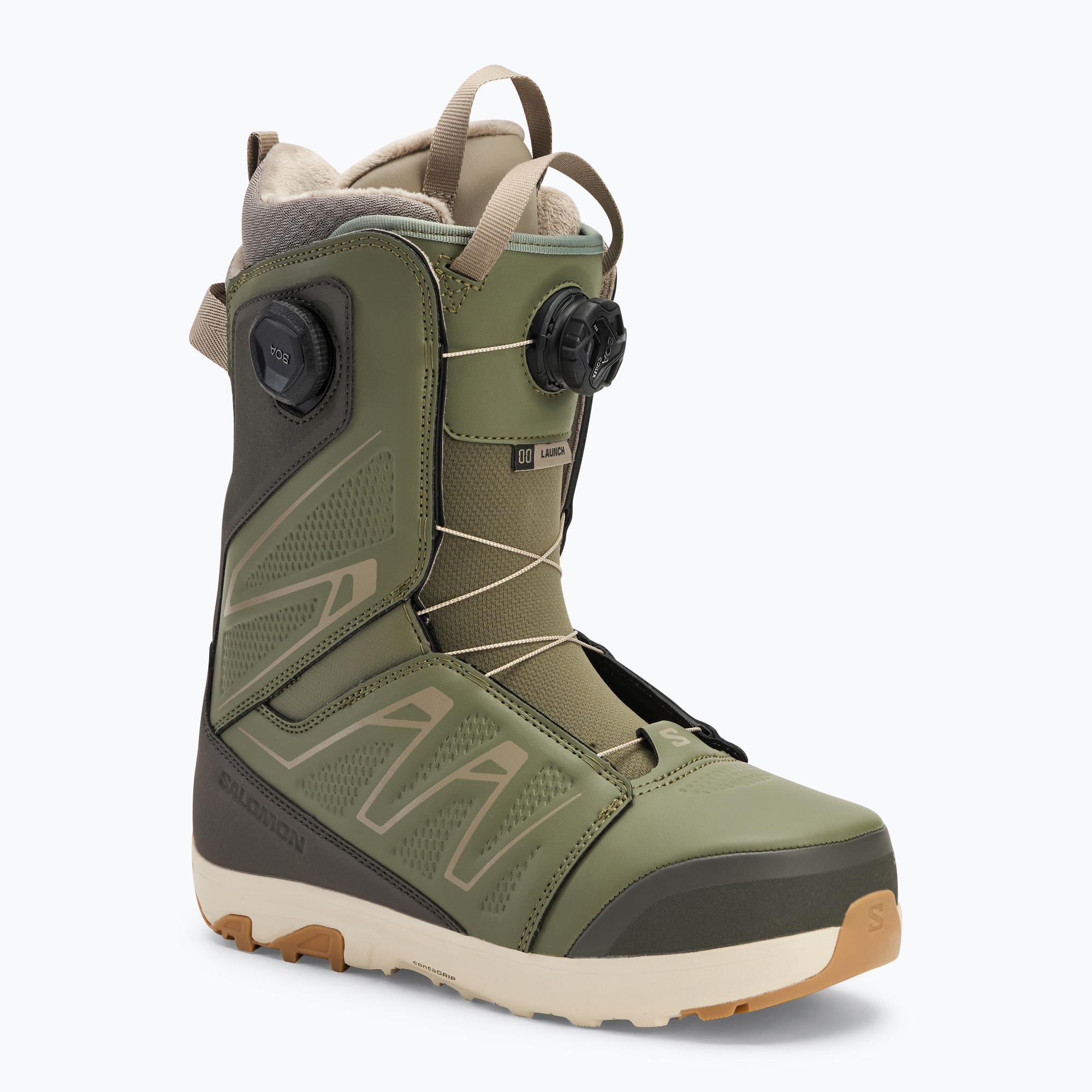 Pánske topánky na snowboard Salomon Launch Boa SJ deep lichen green/beluga/vintage khaki (Launch Boa SJ Boa L47538000)