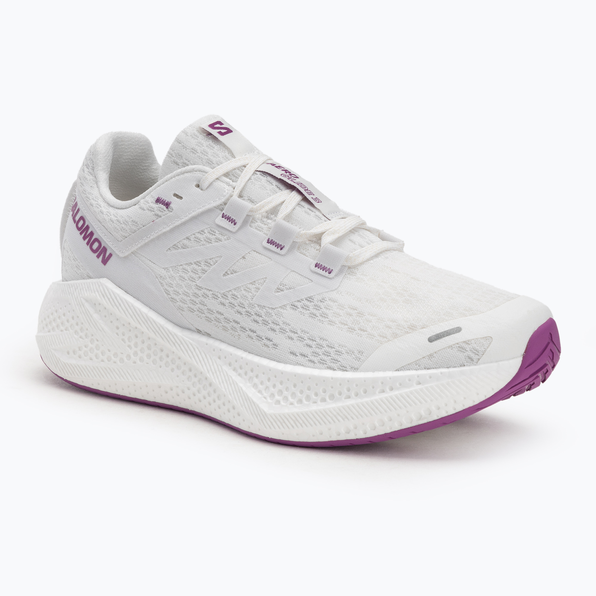 Pánske bežecké topánky Salomon Aero Glide 3 white/white/willowherb (Aero Glide 3 L47756500)