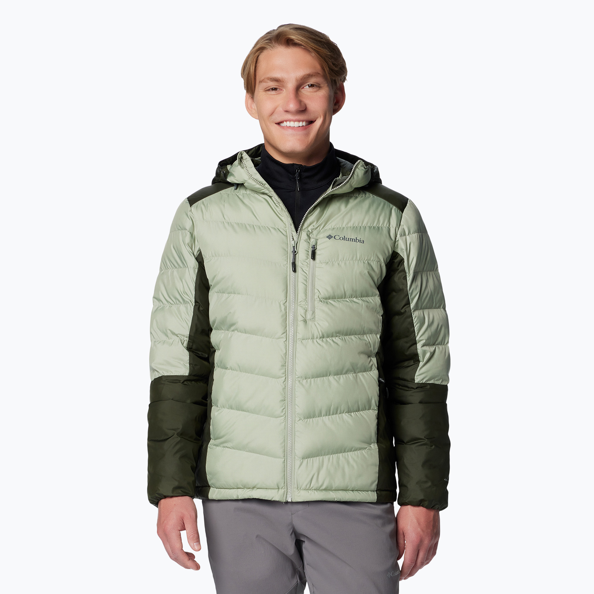 Pánska páperová bunda Columbia Labyrinth Loop II Hooded safari/ greenscape (Labyrinth Loop II Hooded 2085294348)