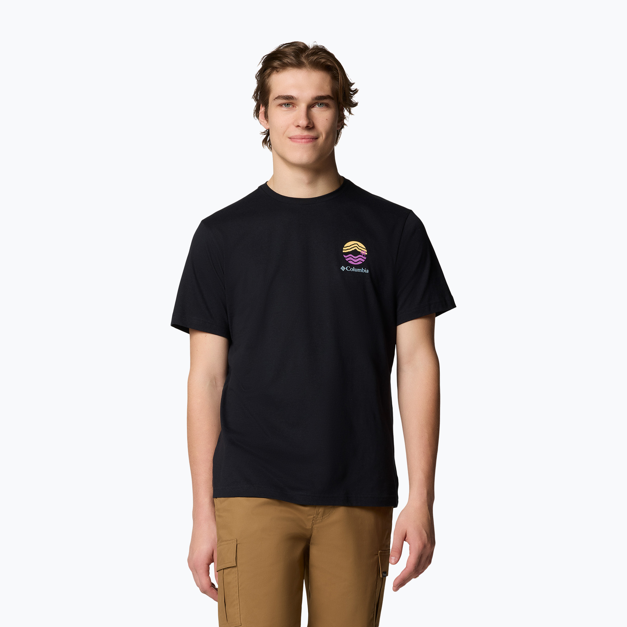 Pánske tričko Columbia Kettle River Outdoor Tee black/circular linescape (Kettle River Outdoor Tee 2120411010)