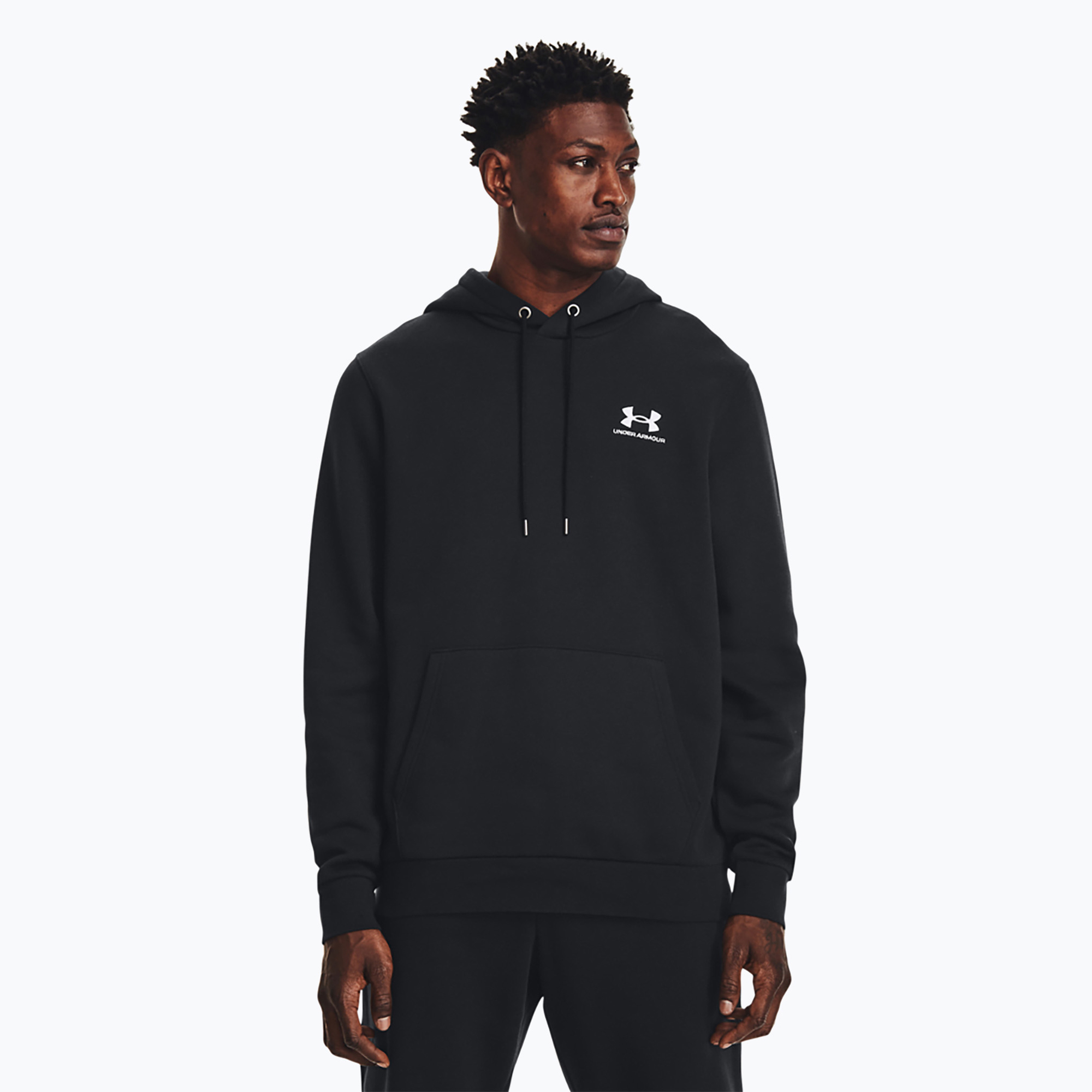 Pánska mikina Under Armour Essential Fleece Hoodie black/white (Essential Fleece Hoodie 1373880)